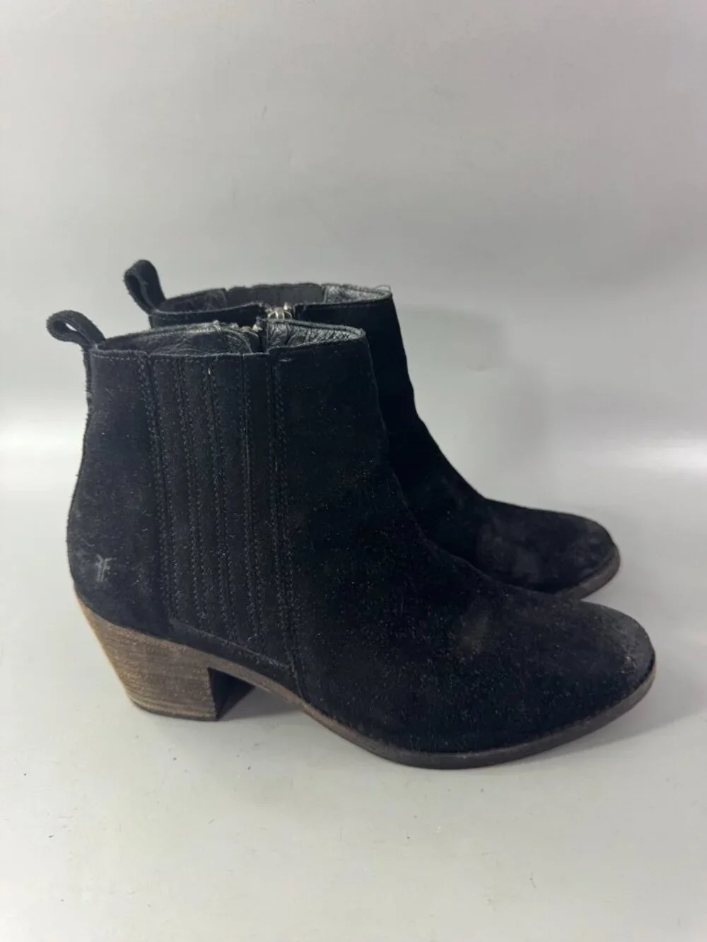 FRYE Women’s Alton Chelsea Ankle Boots Black Leather Block Heels Boho Western 10